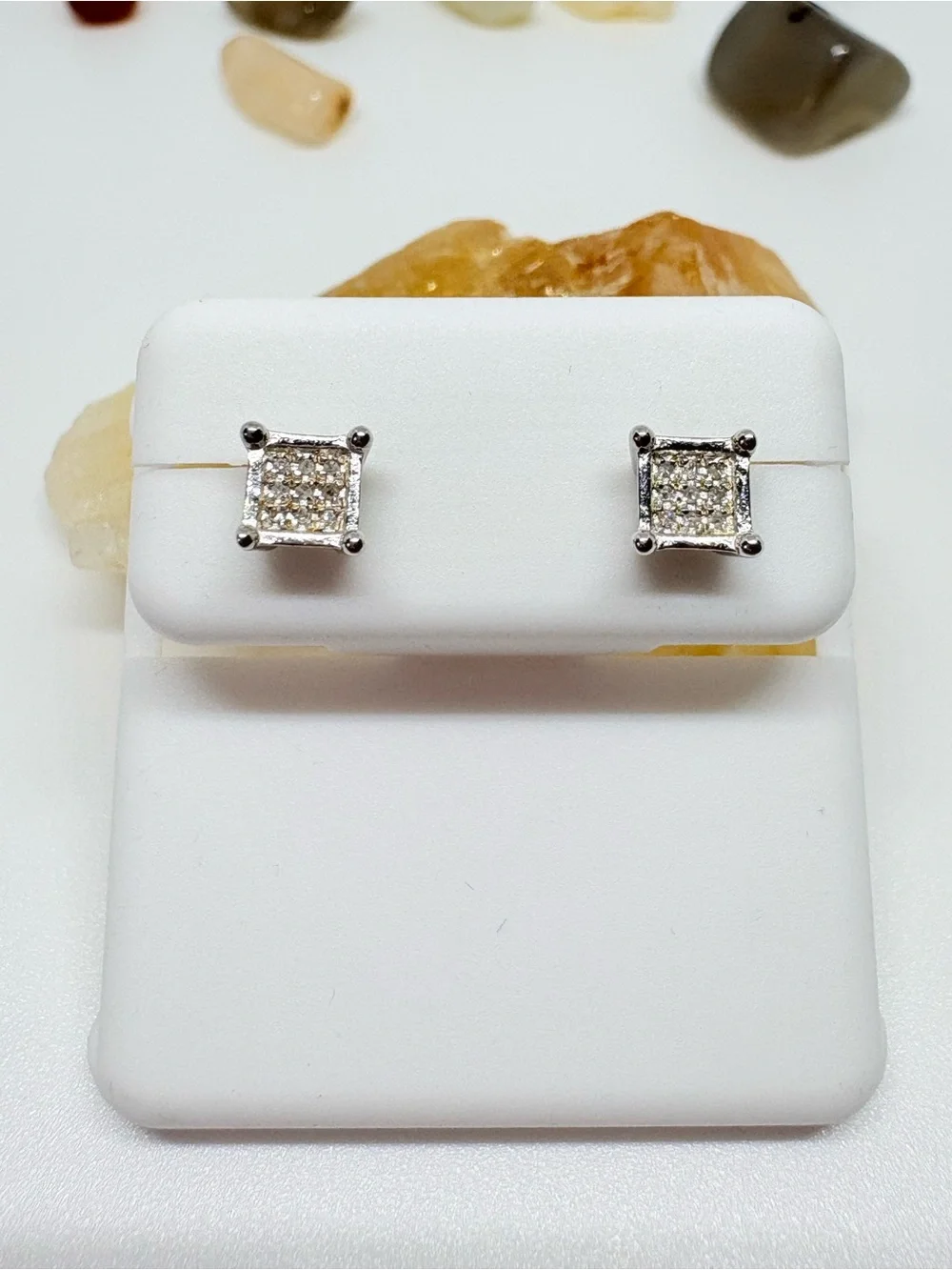 Natural Diamonds Sterling Silver Stud Earrings